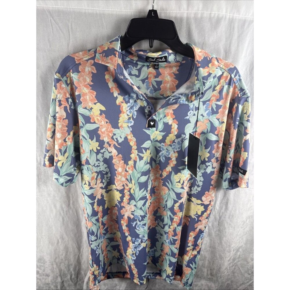 Bad Birdie Men’s Medium  Golf Polo Core Lei’d Floral Colorful Tropical New  $78 - Picture 4 of 6